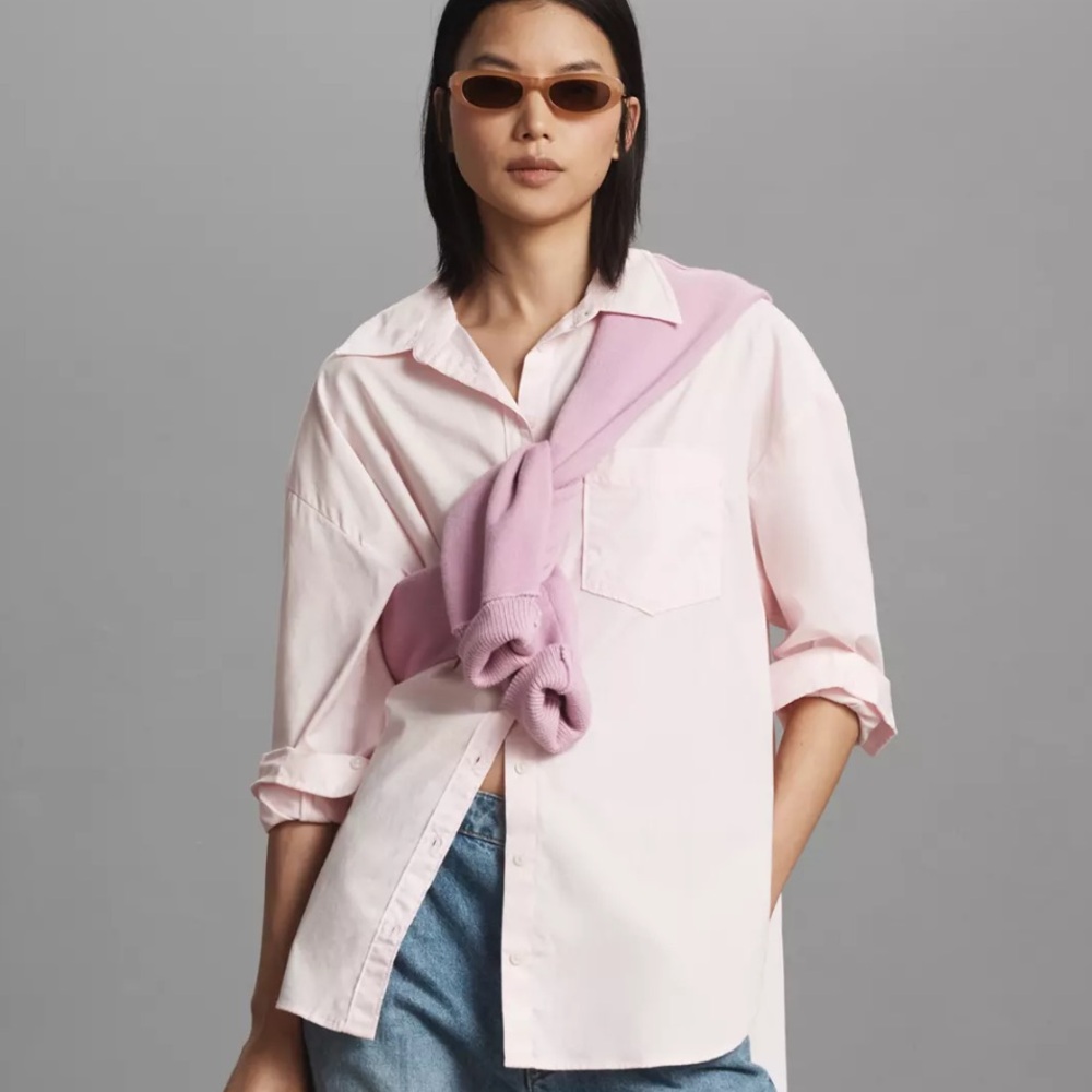 Maeve Light Pink Button Down Shirt